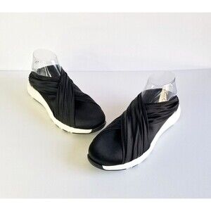 CASADEI Women's Black Satin Slip On Sneakers White Soles Sz 39 9 Italy